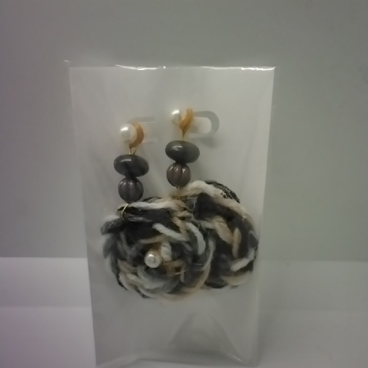 Lorena Espinoza Design Black And Cream Floral Earrings 15$